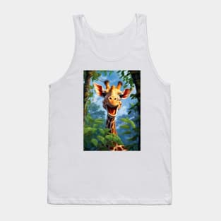 Cute Funny Happy Giraffe Jungle Portrait Tank Top